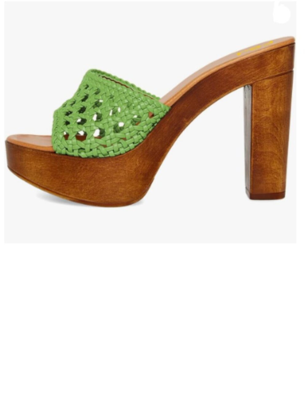 FSJ Green Braided Open Toe Sandal Platform Chunky High Heel Woven Slip On Mule
